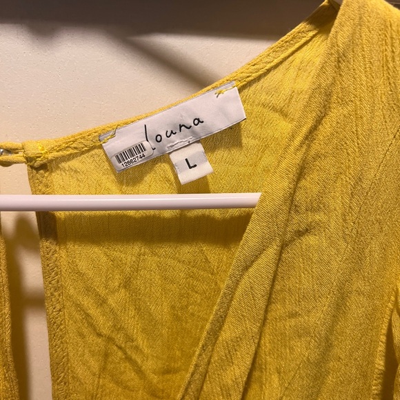 Louna Romper Yellow New Without Tags Cute Size Large Tie - Picture 7 of 8